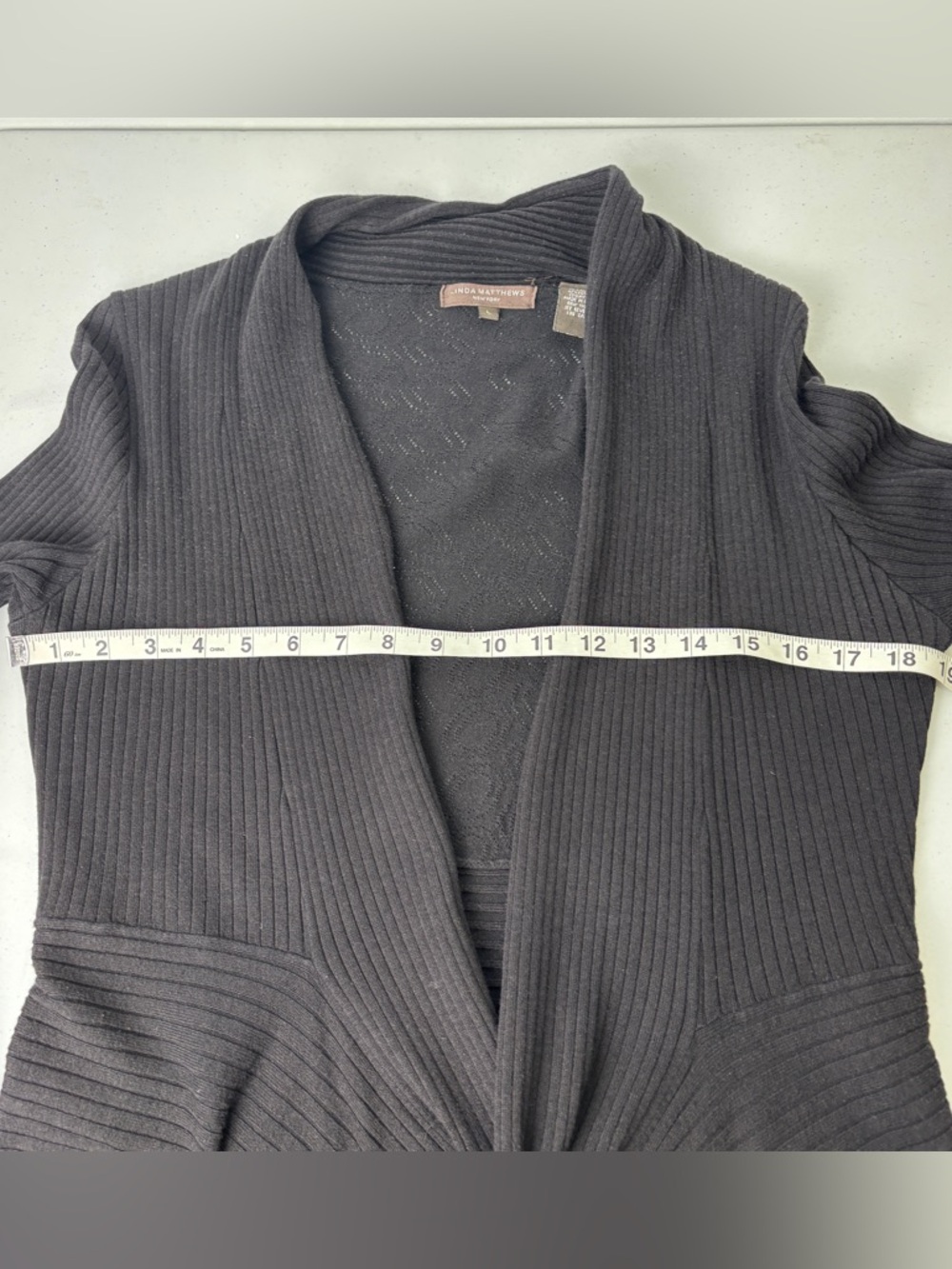 Linda Matthew’s Black Open Front Cardigan - Picture 4 of 5